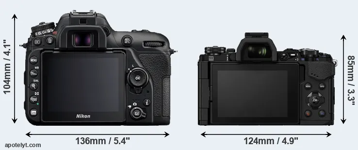 Comparison D7500 or E-M5 II rear