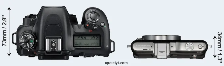 Compare D7500 versus E-PM1 top