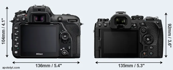 Comparison D7500 or OM-1 II rear