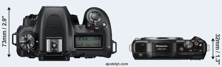 Compare D7500 versus GF3 top