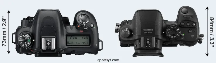 Compare D7500 versus GH4 top