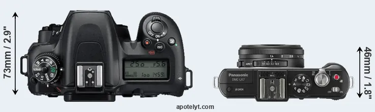 Compare D7500 versus LX7 top