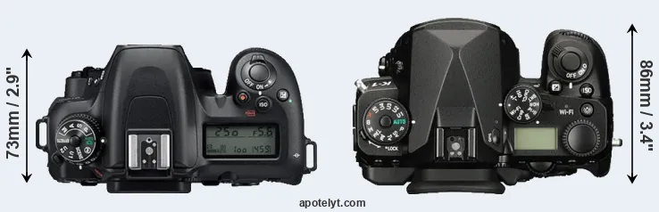 Compare D7500 versus K-1 top