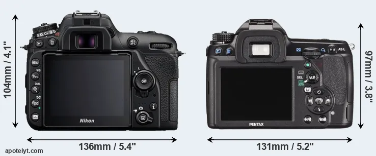 Comparison D7500 or K-5 II rear