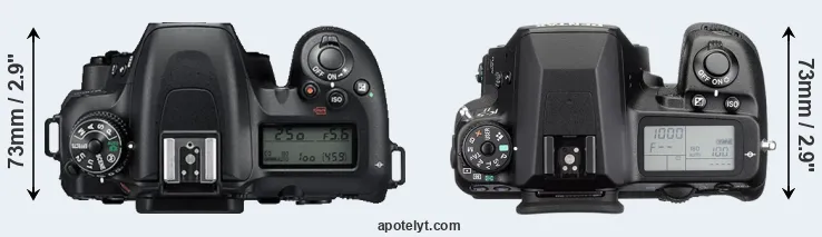 Compare D7500 versus K-5 II top