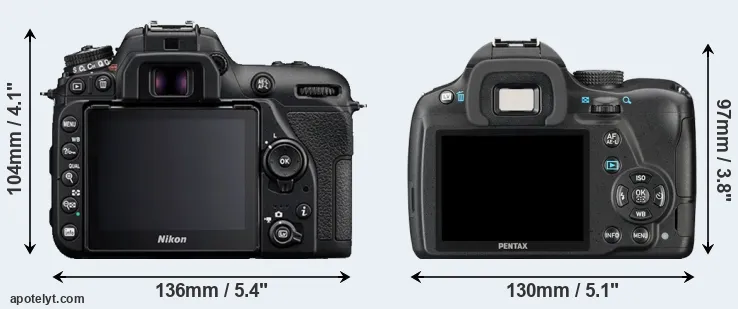 Comparison D7500 or K-50 rear