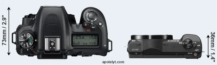 Compare D7500 versus A5100 top