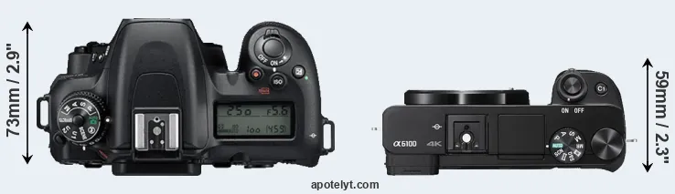 Compare D7500 versus A6100 top