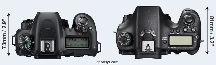 Compare D7500 versus A77 II top