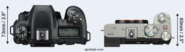 Compare D7500 versus A7C R top