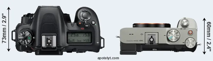 Compare D7500 versus A7C top