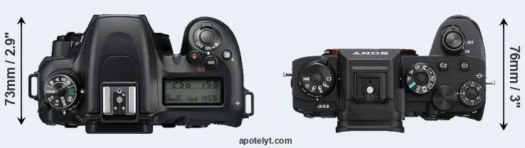 Compare D7500 versus A9 II top