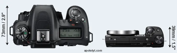 Compare D7500 versus NEX-5R top