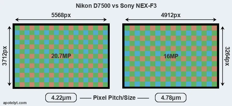 D7500 versus NEX-F3 MP