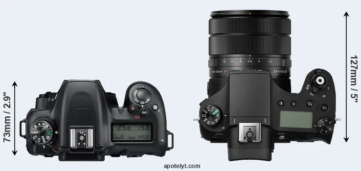 Compare D7500 versus RX10 III top