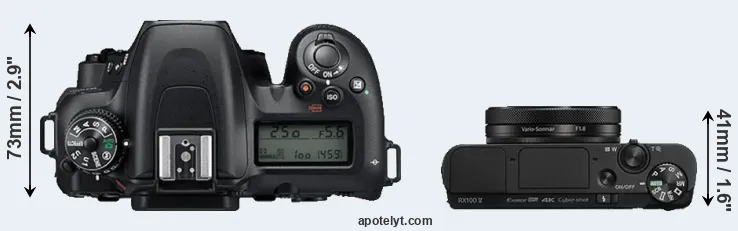 Compare D7500 versus RX100 V top