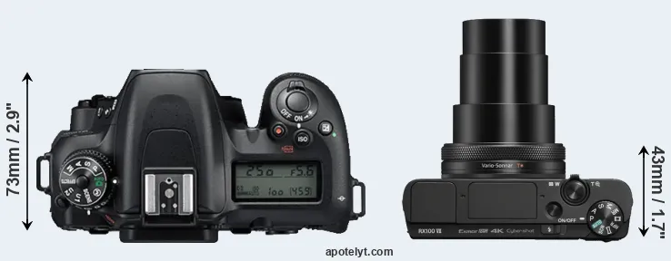 Compare D7500 versus RX100 VII top