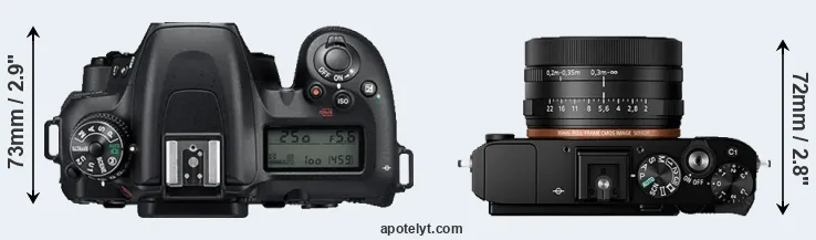 Compare D7500 versus RX1R II top