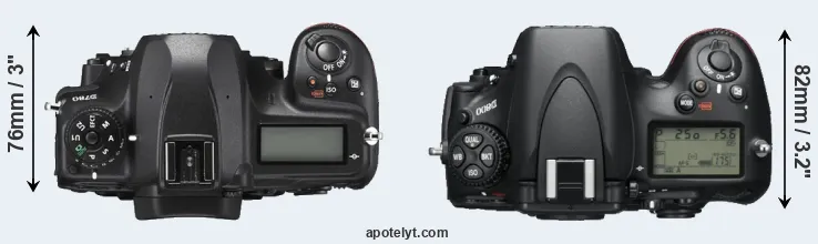Compare D780 versus D800 top
