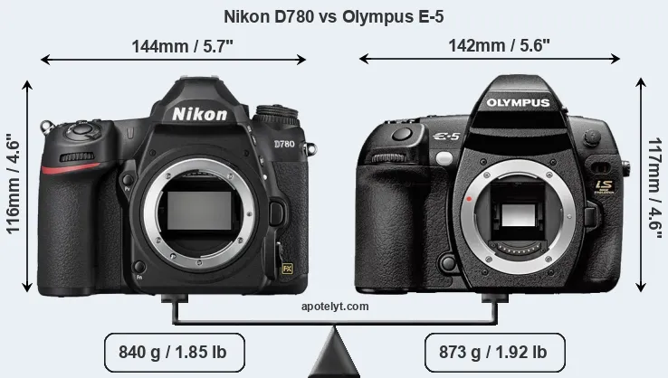 Size Nikon D780 vs Olympus E-5