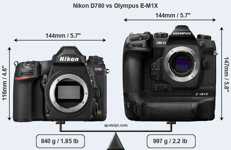 Size Nikon D780 vs Olympus E-M1X