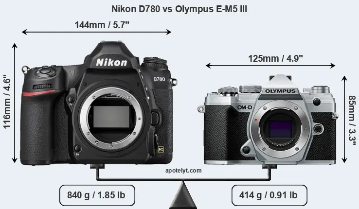 Size Nikon D780 vs Olympus E-M5 III
