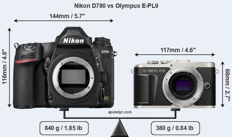 Size Nikon D780 vs Olympus E-PL9