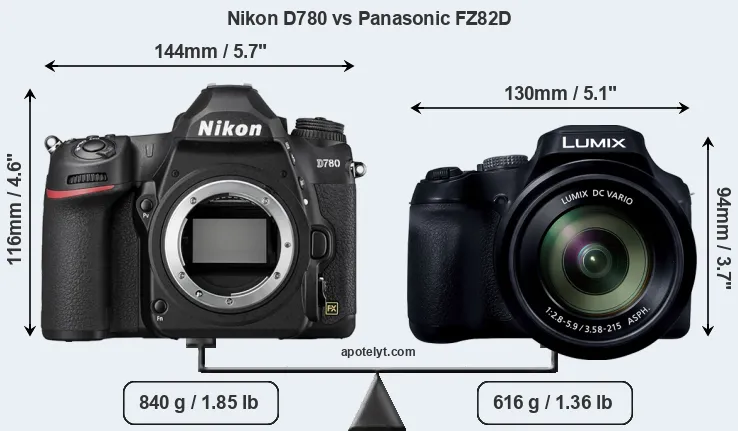 Size Nikon D780 vs Panasonic FZ82D