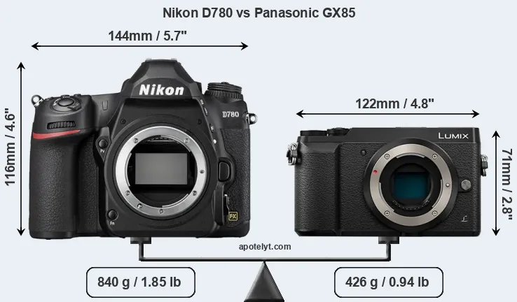 Size Nikon D780 vs Panasonic GX85