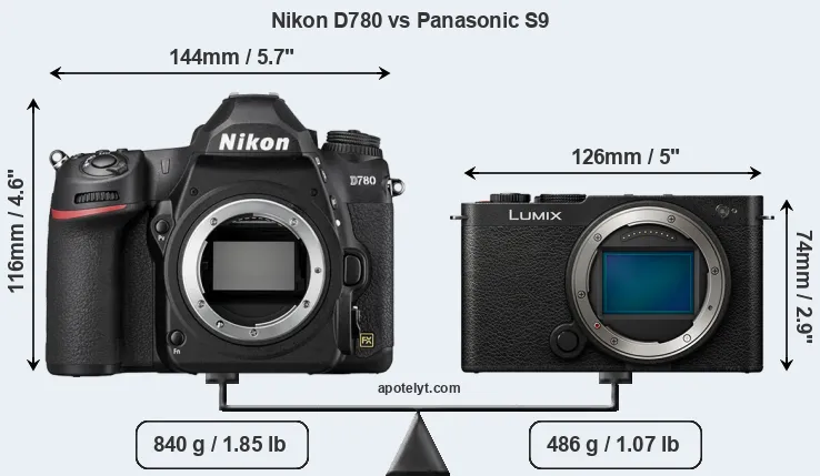 Size Nikon D780 vs Panasonic S9