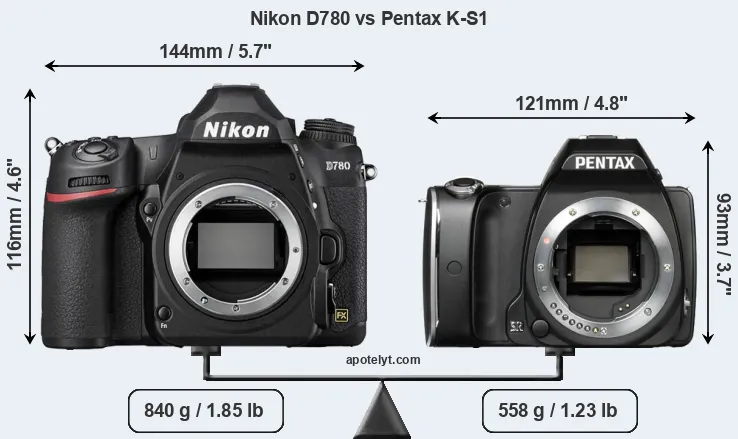 Size Nikon D780 vs Pentax K-S1