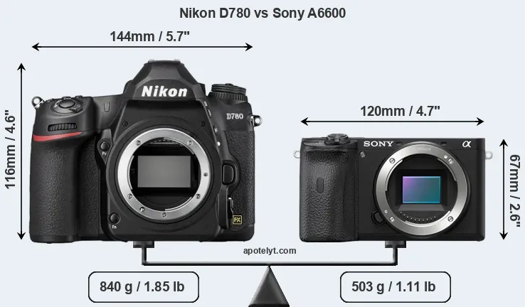 Size Nikon D780 vs Sony A6600