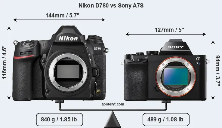 Size Nikon D780 vs Sony A7S