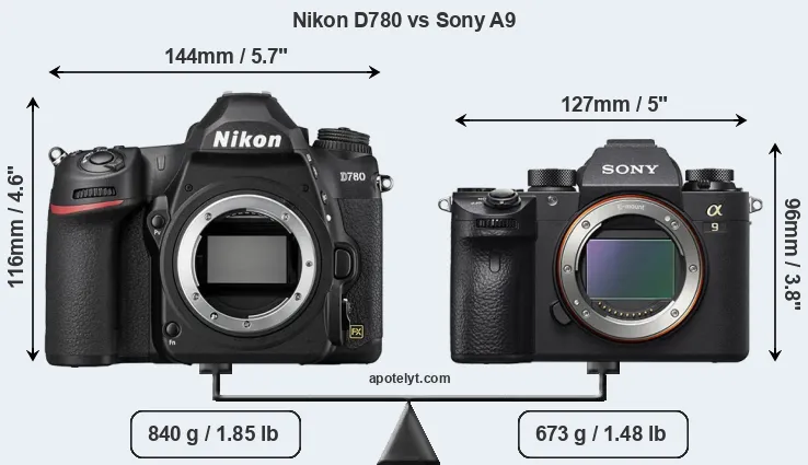 Size Nikon D780 vs Sony A9