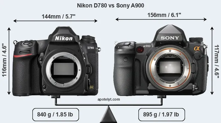 Size Nikon D780 vs Sony A900