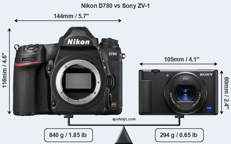 Size Nikon D780 vs Sony ZV-1