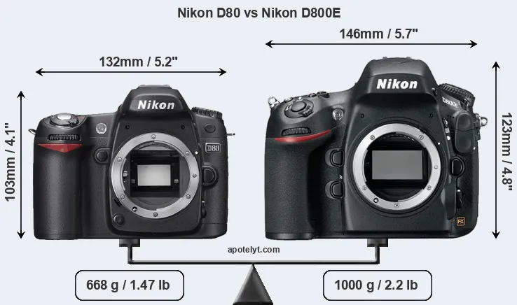 Size Nikon D80 vs Nikon D800E