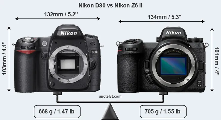 Size Nikon D80 vs Nikon Z6 II