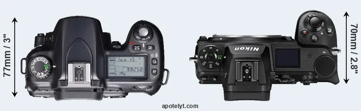 Compare D80 versus Z6 II top