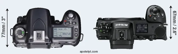 Compare D80 versus Z6 top