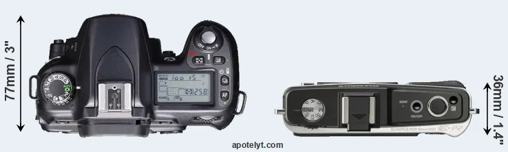 Compare D80 versus E-P2 top