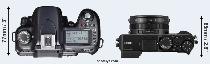 Compare D80 versus LX100 II top