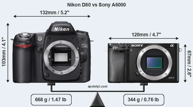 Size Nikon D80 vs Sony A6000