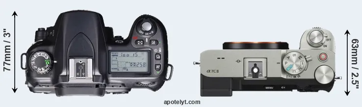 Compare D80 versus A7C II top