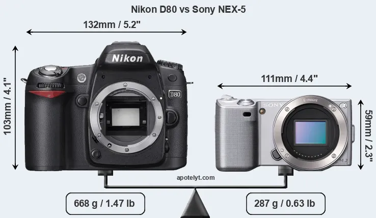 Size Nikon D80 vs Sony NEX-5