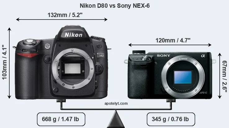 Size Nikon D80 vs Sony NEX-6