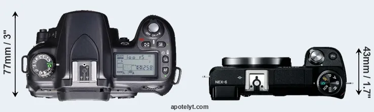Compare D80 versus NEX-6 top