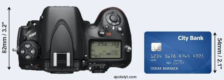 D800 versus credit card top view