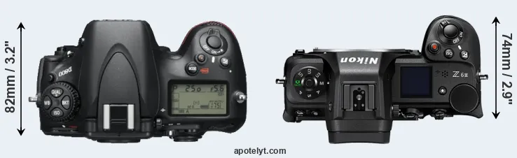 Compare D800 versus Z6 III top