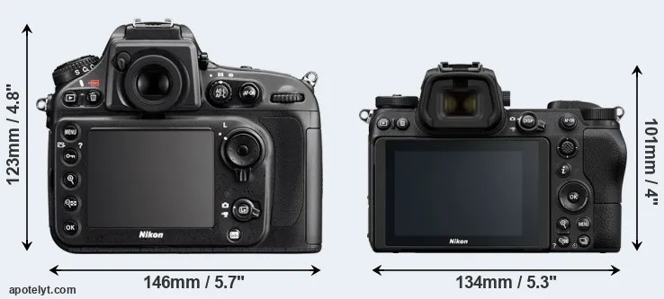 Comparison D800 or Z6 rear